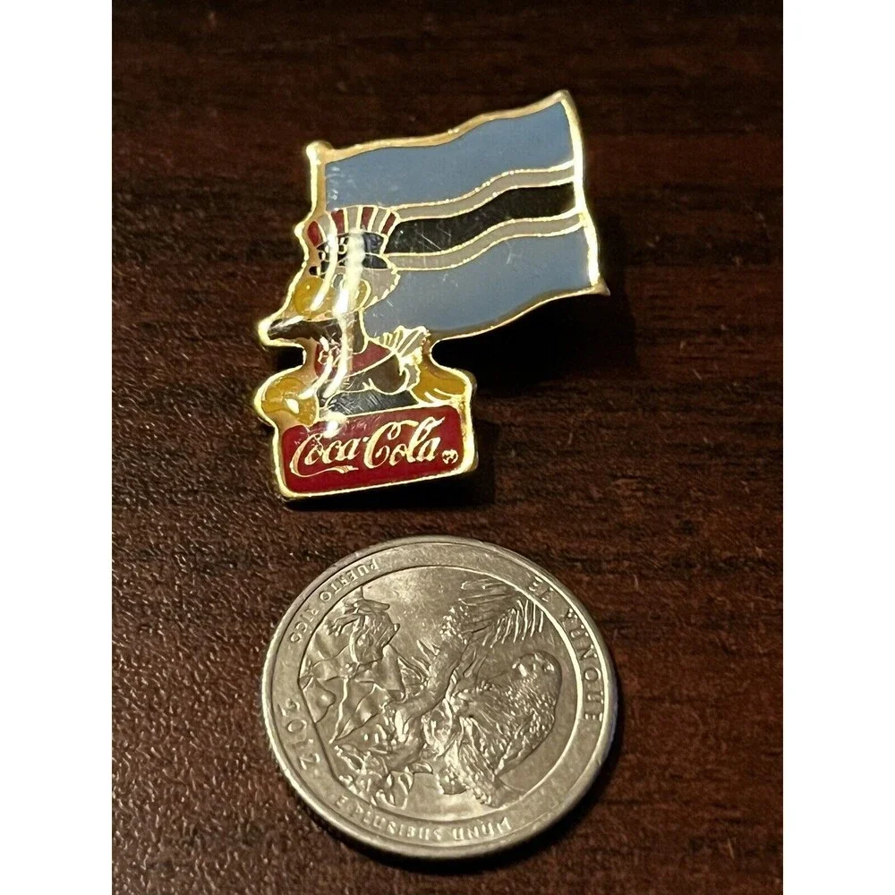 Vintage 1984 Los‎ Angeles Olympics Coca Cola Sam Eagle Botswana Flag Lapel Pin